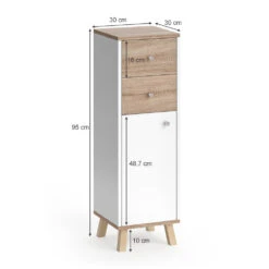 Midischrank "Senyo" Weiß/Sonoma 30 X 95 Cm Mit Schubladen Vicco -Möbel Store m4113 03 ol