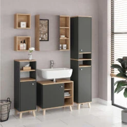 Midischrank "Senyo" Anthrazit/Goldkraft Eiche 30 X 95 Cm Vicco 12 Midischrank "Senyo" Anthrazit/Goldkraft Eiche 30 X 95 Cm Vicco -Möbel Store m4120 04 ol