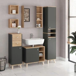 Badschrank "Senyo" Goldkraft Eiche 25 X 25 Cm 2er Set Vicco -Möbel Store m4121 04 ol