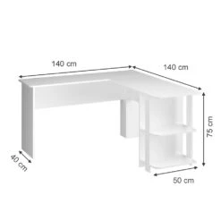 Vicco Eckschreibtisch "Nikita", Weiß, 140 X 140 Cm -Möbel Store m4137 03 ol