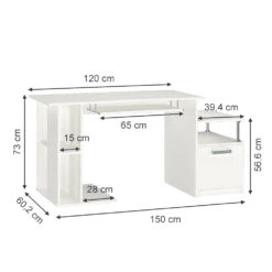 Schreibtisch "Jakob" Weiß 150 X 60.2 Cm Mit Ausziehbarer Tastaturablage Vicco -Möbel Store m4138 03 ol