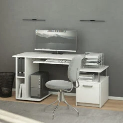 Schreibtisch "Jakob" Weiß 150 X 60.2 Cm Mit Ausziehbarer Tastaturablage Vicco -Möbel Store m4138 04 ol