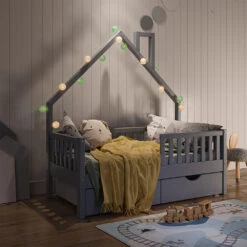 Hausbett "Noemi" Anthrazit 70x140 Cm Mit 2 Schubladen Vitalispa -Möbel Store m4145 2s 04 ol