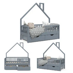 Hausbett "Noemi" Anthrazit 70x140 Cm Mit 2 Schubladen Vitalispa -Möbel Store m4145 2s 07 ol