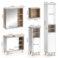 Badmöbel Set "Senyo" Weiß/Sonoma 5 Teile, Mit Hochschrank Vicco -Möbel Store m4181 03 ol