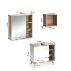 Badmöbel Set "Senyo" Weiß/Sonoma 3 Teile Vicco -Möbel Store m4186 03 ol