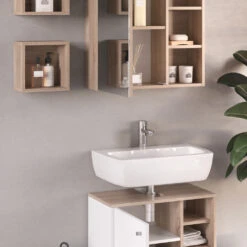 Badmöbel Set "Senyo" Weiß/Sonoma 3 Teile Vicco -Möbel Store m4186 05 ol