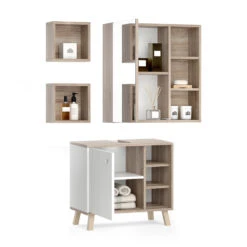 Badmöbel Set "Senyo" Weiß/Sonoma 3 Teile Vicco -Möbel Store m4186 07 ol