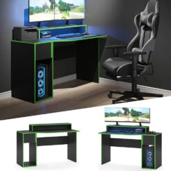 Gaming Tisch "Kron" Grün/Schwarz 130 X 60 Cm Vicco 11 Gaming Tisch "Kron" Grün/Schwarz 130 X 60 Cm Vicco -Möbel Store m4195 02 ol