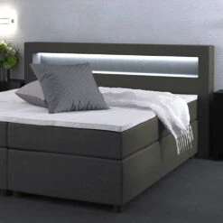 Boxspringbett Grau 200 X 180 Cm Mit LED Beleuchtung Vitalispa 14 Boxspringbett Grau 200 X 180 Cm Mit LED Beleuchtung Vitalispa -Möbel Store m419 05 ol