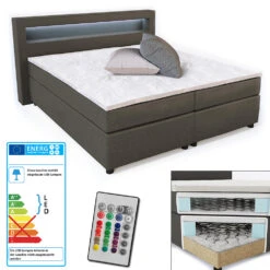 Boxspringbett Grau 200 X 180 Cm Mit LED Beleuchtung Vitalispa 16 Boxspringbett Grau 200 X 180 Cm Mit LED Beleuchtung Vitalispa -Möbel Store m419 07 ol