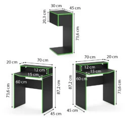 Gaming Tisch "Kron" Grün/Schwarz 170 X 60 Cm Vicco 12 Gaming Tisch "Kron" Grün/Schwarz 170 X 60 Cm Vicco -Möbel Store m4201 03 ol