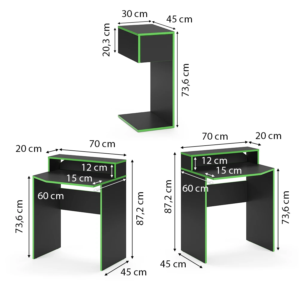 Gaming Tisch "Kron" Grün/Schwarz 170 X 60 Cm Vicco 5 Gaming Tisch "Kron" Grün/Schwarz 170 X 60 Cm Vicco – Bild 3