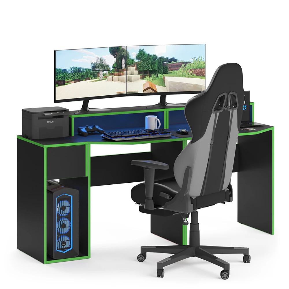 Gaming Tisch "Kron" Grün/Schwarz 170 X 60 Cm Vicco 9 Gaming Tisch "Kron" Grün/Schwarz 170 X 60 Cm Vicco – Bild 7