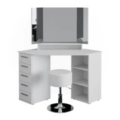 Eckschminktisch "Sofia" Weiß 128 Cm Mit Hocker Vicco