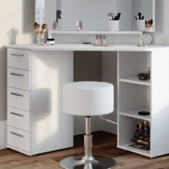 Eckschminktisch "Sofia" Weiß 128 Cm Mit Hocker Vicco 12 Eckschminktisch "Sofia" Weiß 128 Cm Mit Hocker Vicco -Möbel Store m4255 hw 05 ol