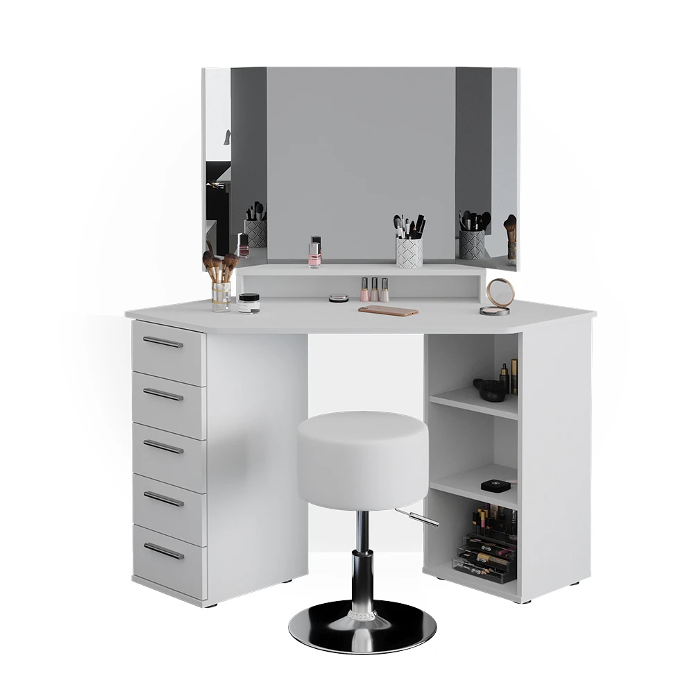 Eckschminktisch "Sofia" Weiß 128 Cm Mit Hocker Vicco 8 Eckschminktisch "Sofia" Weiß 128 Cm Mit Hocker Vicco – Bild 6