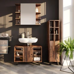 Midischrank "Fynn" Eiche Rustikal 30 X 130.6 Cm Große Tür Vicco -Möbel Store m4267 04 ol