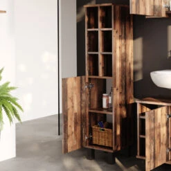 Midischrank "Fynn" Eiche Rustikal 30 X 130.6 Cm Große Tür Vicco -Möbel Store m4267 05 ol