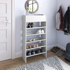 Schuhschrank "Delin" Weiß 60 X 116 Cm Vicco 12 Schuhschrank "Delin" Weiß 60 X 116 Cm Vicco -Möbel Store m4277 04 ol