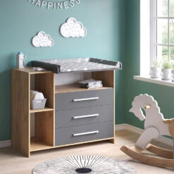 Wickelkommode "Oskar" Goldkraft Eiche/Anthrazit 113 X 100 Cm Vicco -Möbel Store m4326 04 ol