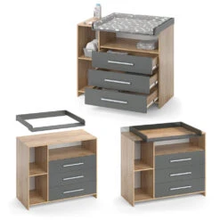 Wickelkommode "Oskar" Goldkraft Eiche/Anthrazit 113 X 100 Cm Vicco -Möbel Store m4326 07 ol