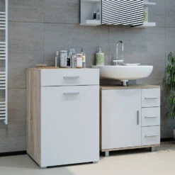 Badschrank "Matteo" Sonoma/Weiß 50 X 78.5 Cm Vicco -Möbel Store m4330 04 ol