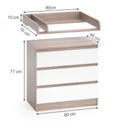 Wickelkommode "Emma" Weiß/Sonoma/Sonoma 80 X 87 Cm Vicco -Möbel Store m4384 03 ol