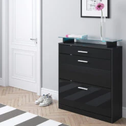 Schuhkipper "Alex" Schwarz Hochglanz 89 X 104 Cm Vicco -Möbel Store m4386 04 ol