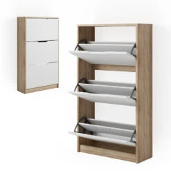 Schuhkipper "Luca" Weiß/Sonoma/Weiß 59 X 105 Cm 3 Fächer Vicco