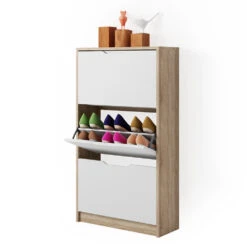 Schuhkipper "Luca" Weiß/Sonoma/Weiß 59 X 105 Cm 3 Fächer Vicco -Möbel Store m4387 07 ol