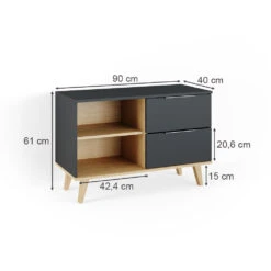 Lowboard "Nautica" Anthrazit/Buche 90 X 61 Cm Vicco -Möbel Store m4391 03 ol