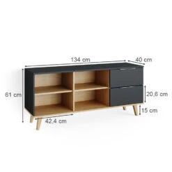 Lowboard "Nautica" Anthrazit/Buche 134 X 61 Cm Vicco 11 Lowboard "Nautica" Anthrazit/Buche 134 X 61 Cm Vicco -Möbel Store m4392 03 ol