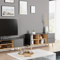 Lowboard "Nautica" Anthrazit/Buche 134 X 61 Cm Vicco 12 Lowboard "Nautica" Anthrazit/Buche 134 X 61 Cm Vicco -Möbel Store m4392 04 ol