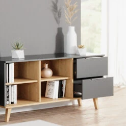 Lowboard "Nautica" Anthrazit/Buche 134 X 61 Cm Vicco 13 Lowboard "Nautica" Anthrazit/Buche 134 X 61 Cm Vicco -Möbel Store m4392 05 ol