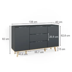 Sideboard "Nautica" Anthrazit/Buche 138 X 82 Cm Vicco -Möbel Store m4394 03 ol