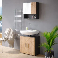 Badmöbel Set "Irma" Anthrazit/Eiche 2 Teile, Unterschrank 60 Cm Vicco 12 Badmöbel Set "Irma" Anthrazit/Eiche 2 Teile, Unterschrank 60 Cm Vicco -Möbel Store m4427 04 ol