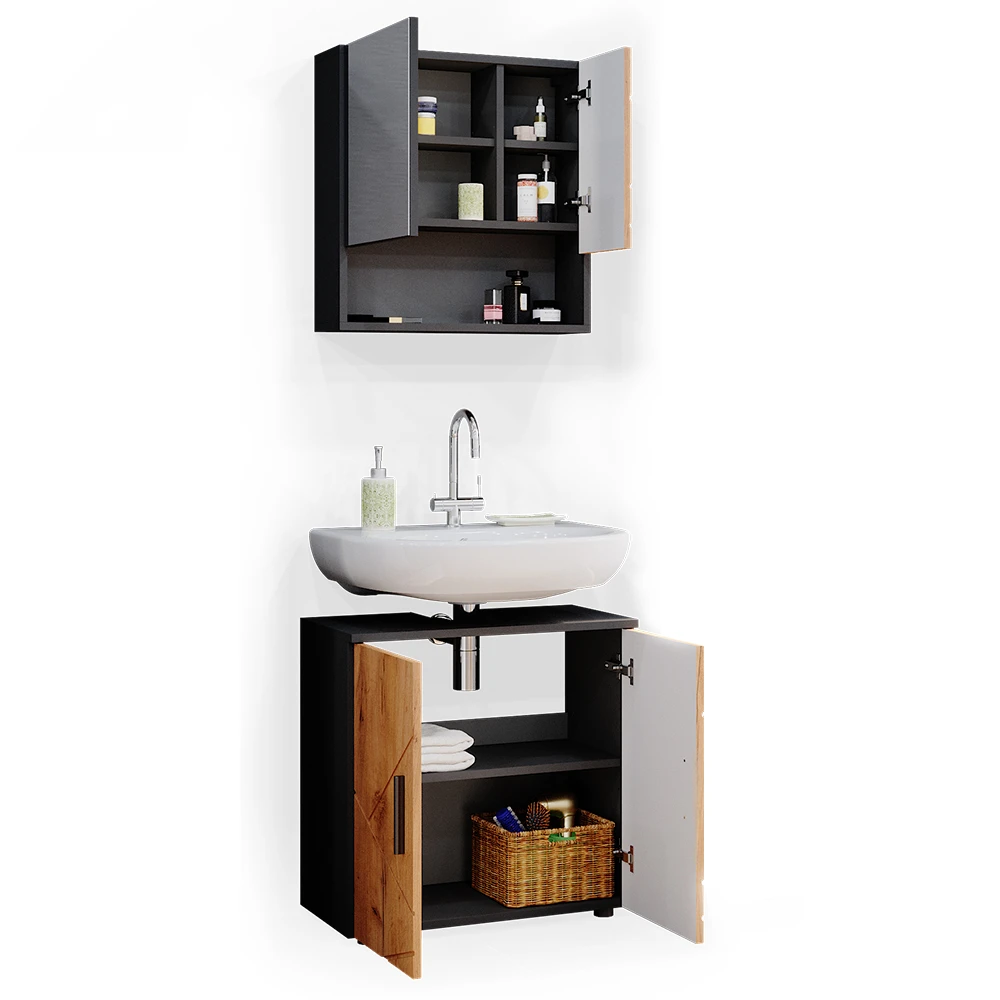 Badmöbel Set "Irma" Anthrazit/Eiche 2 Teile, Unterschrank 60 Cm Vicco 9 Badmöbel Set "Irma" Anthrazit/Eiche 2 Teile, Unterschrank 60 Cm Vicco – Bild 7