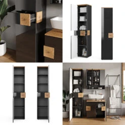 Badschrank "Eden" Anthrazit/Artisan-Eiche 40 X 184 Cm Vicco -Möbel Store m4454 08 ol