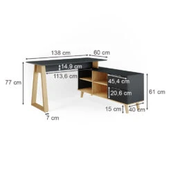 Schreibtisch "Nautica" Anthrazit/Buche 138 X 60 Cm Mit Schubladen, XXL Vicco -Möbel Store m4462 03 ol