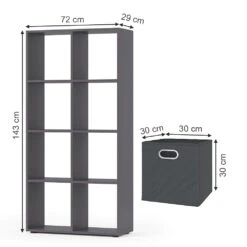 Raumteiler "Scutum" Grau 72 X 143 Cm Mit 4 Faltboxen Vicco -Möbel Store m4525 fb1737 03 ol