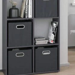 Raumteiler "Scutum" Grau 72 X 143 Cm Mit 4 Faltboxen Vicco -Möbel Store m4525 fb1737 05 ol