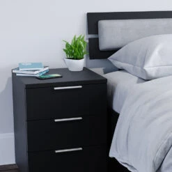 Nachttisch "Florenz" Schwarz 46 X 60 Cm 2er Set Vitalispa -Möbel Store m456 05 ol