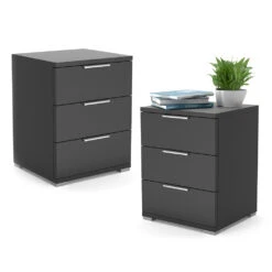 Nachttisch "Florenz" Schwarz 46 X 60 Cm 2er Set Vitalispa -Möbel Store m456 07 ol