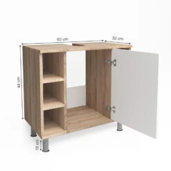 Waschbeckenunterschrank "Fynn" Sonoma/Weiß 60 X 54 Cm Vicco -Möbel Store m465 03 ol