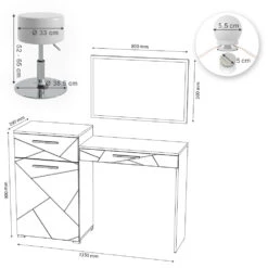 Schminktisch "Irma" Weiß 135 Cm Mit LED Beleuchtung Und Hocker Vicco -Möbel Store m4712 hw l 03 ol