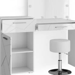 Schminktisch "Irma" Weiß 135 Cm Mit LED Beleuchtung Und Hocker Vicco -Möbel Store m4712 hw l 06 ol