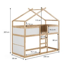 Etagenbett "Merlin" Weiß/Naturholz/Naturholz 90x200 Cm Vitalispa -Möbel Store m4718 03 ol
