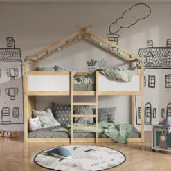 Etagenbett "Merlin" Weiß/Naturholz/Naturholz 90x200 Cm Vitalispa -Möbel Store m4718 04 ol