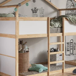 Etagenbett "Merlin" Weiß/Naturholz/Naturholz 90x200 Cm Vitalispa -Möbel Store m4718 05 ol